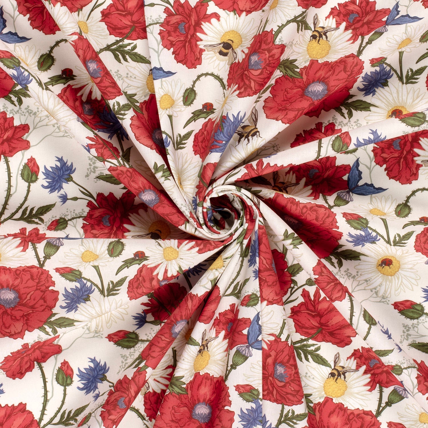 Poplin Bomull - Blomster og Bier