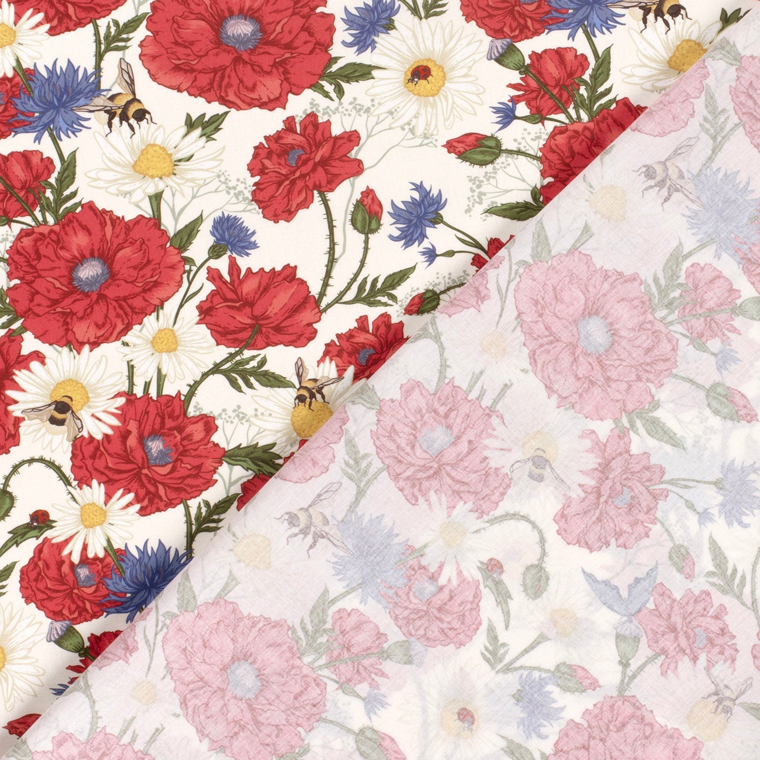 Poplin Bomull - Blomster og Bier