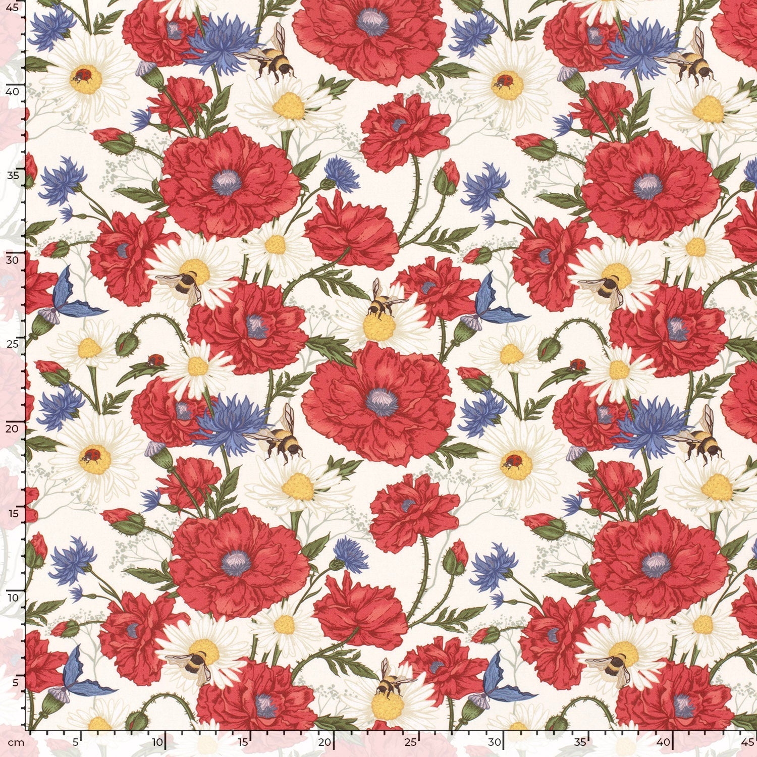Poplin Bomull - Blomster og Bier