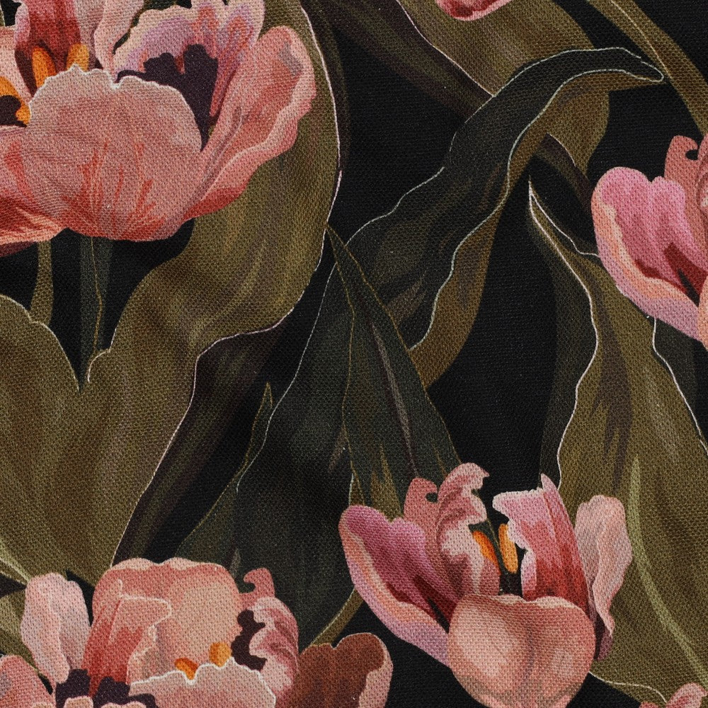 Kanvas - Digital Blomster, Svart
