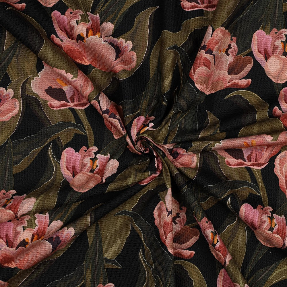 Kanvas - Digital Blomster, Svart