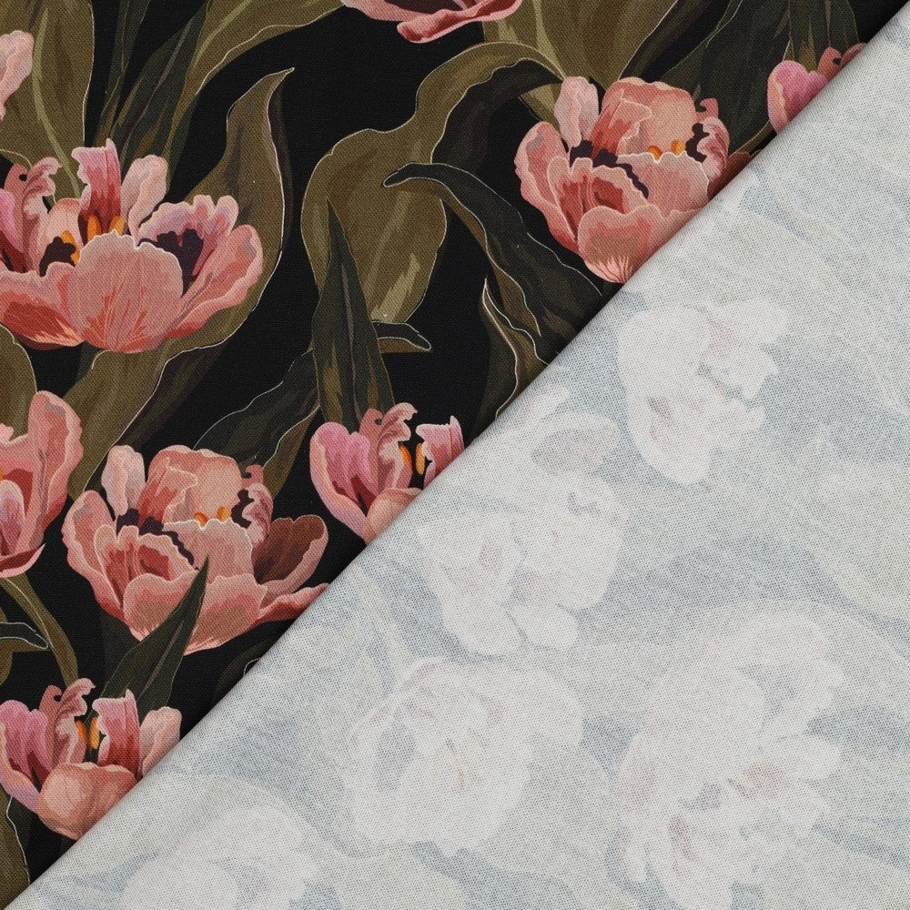 Kanvas - Digital Blomster, Svart