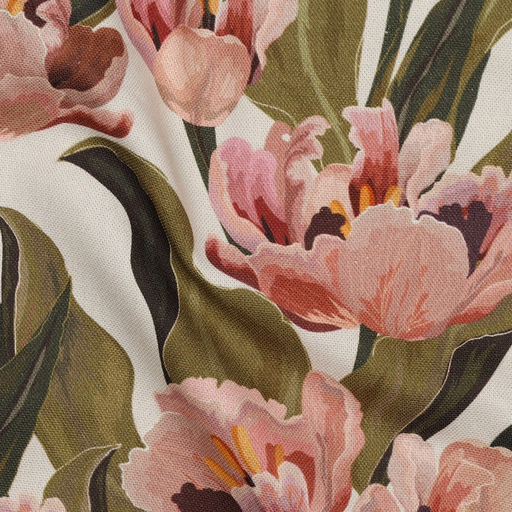 Kanvas - Digital Blomster, Ecru