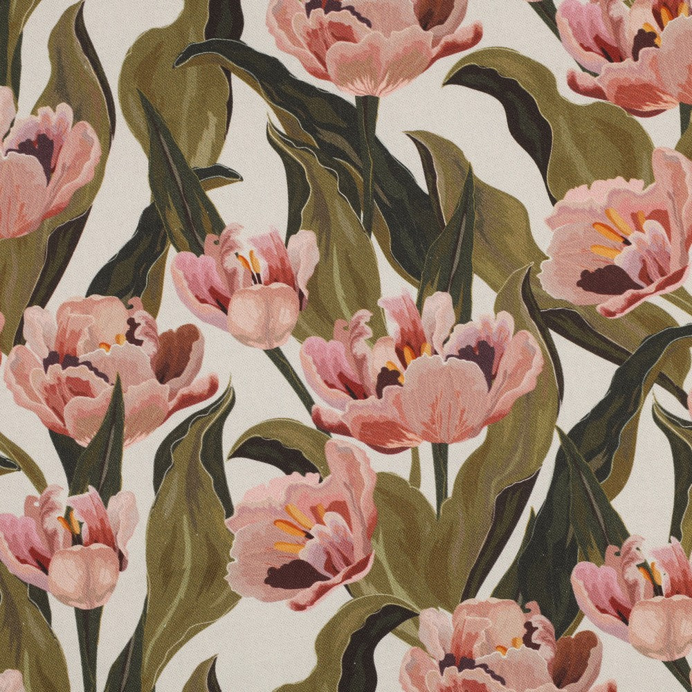 Kanvas - Digital Blomster, Ecru