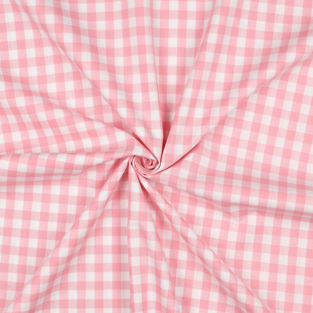 Fast bomull - Gingham Lillemartine - Rosa og hvit