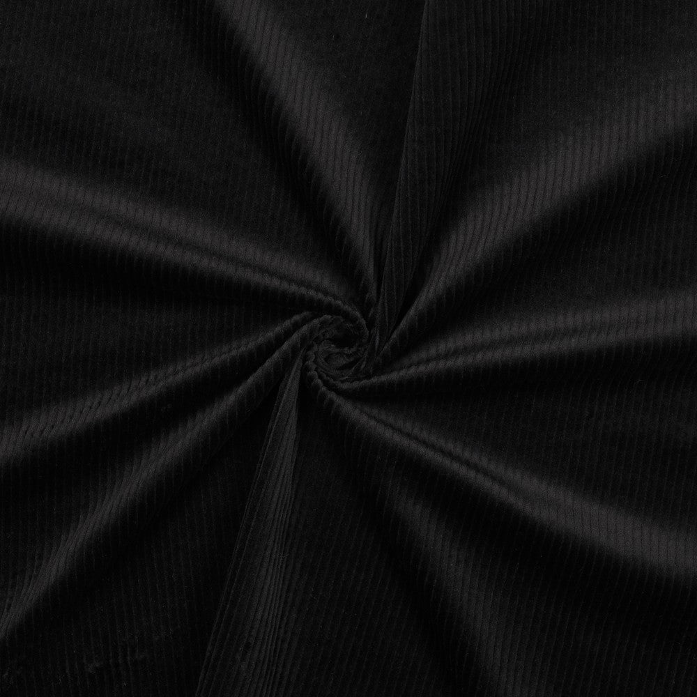Kordfløyel - Vasket 6W med Stretch, Svart