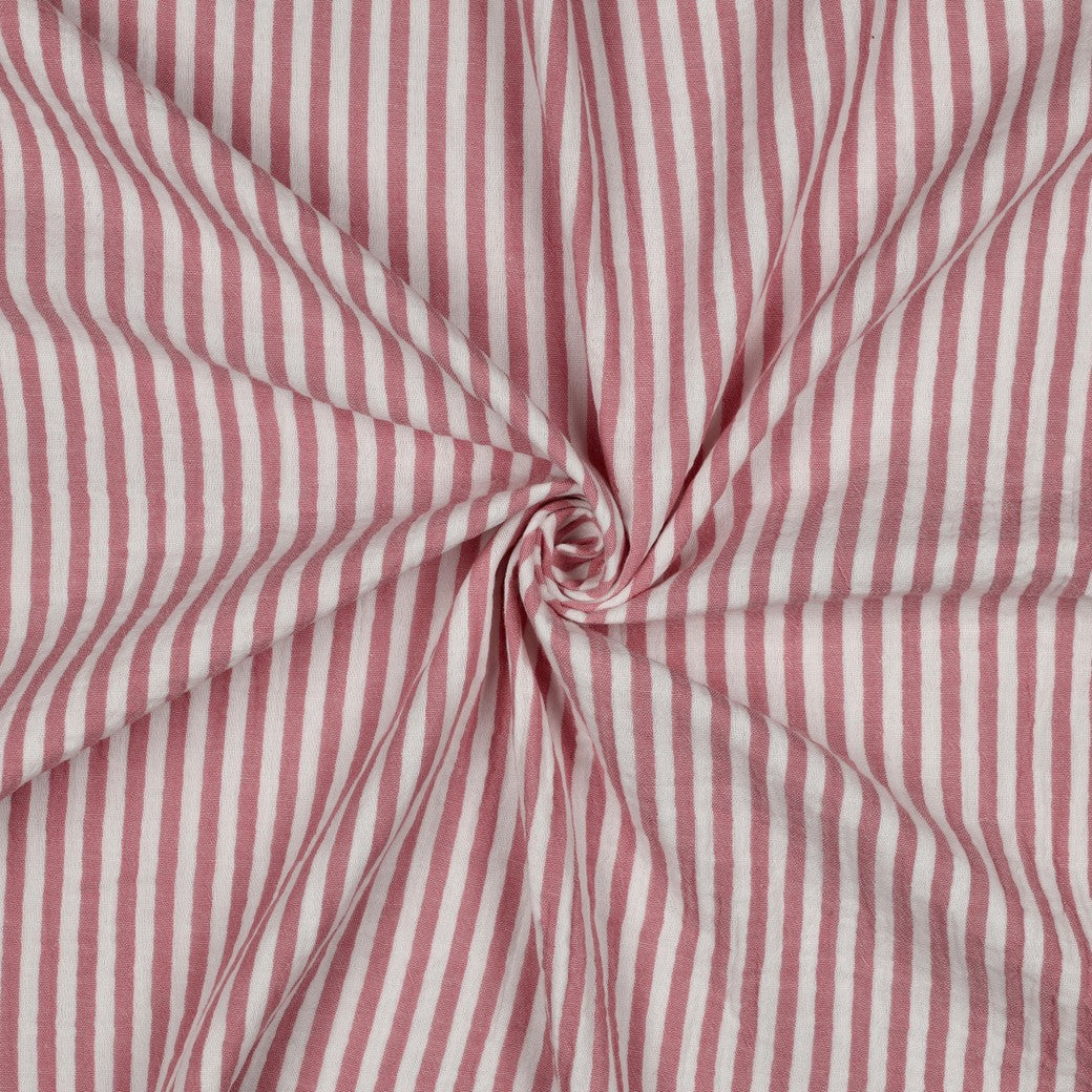 Musselin - Stripet - Rosa