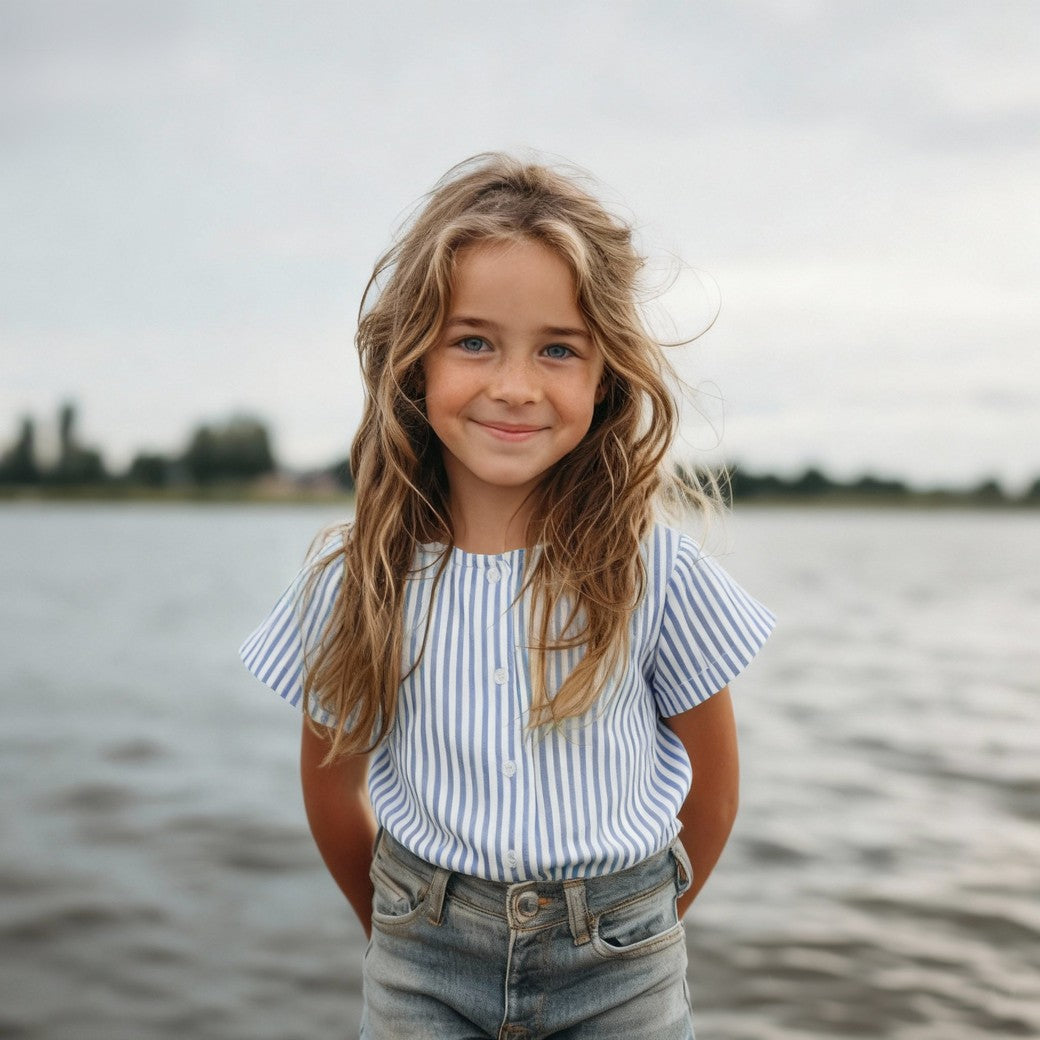 Musselin - Stripet - Rosa