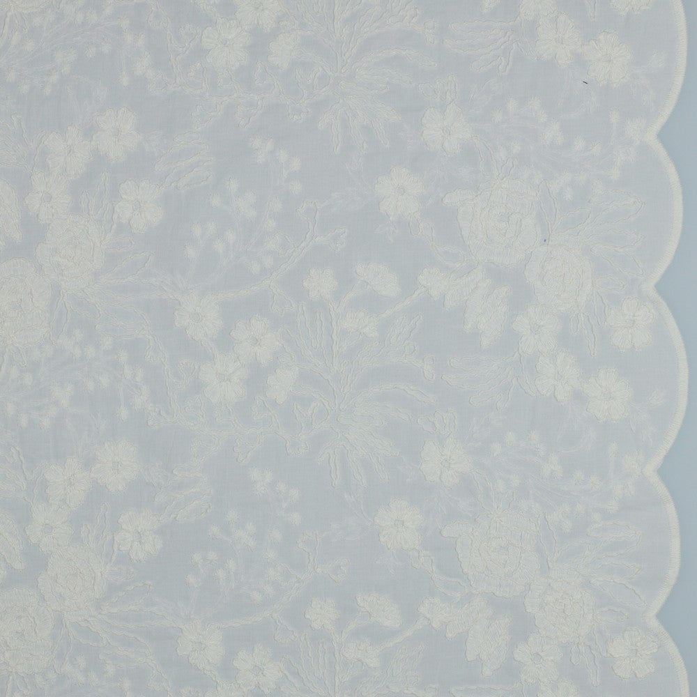 Engelsk Blonde Bomull - Blomster Brodert