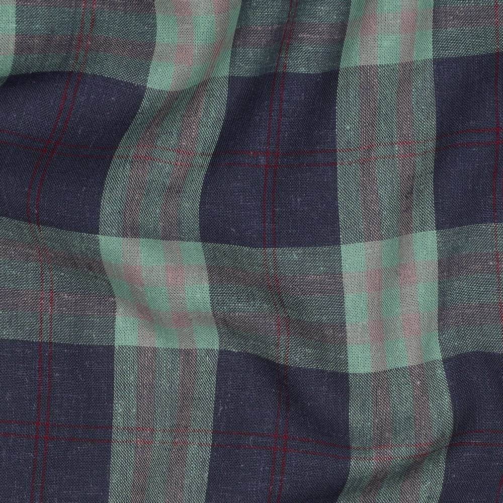 Linen Viskose Yarn Dyed - Ruter grønn