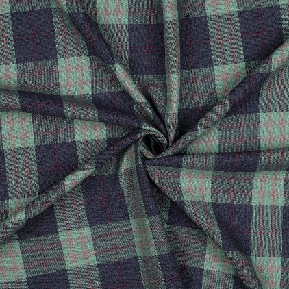 Linen Viskose Yarn Dyed - Ruter grønn