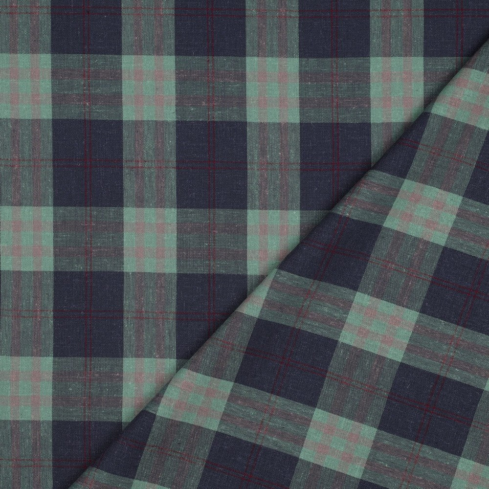 Linen Viskose Yarn Dyed - Ruter grønn