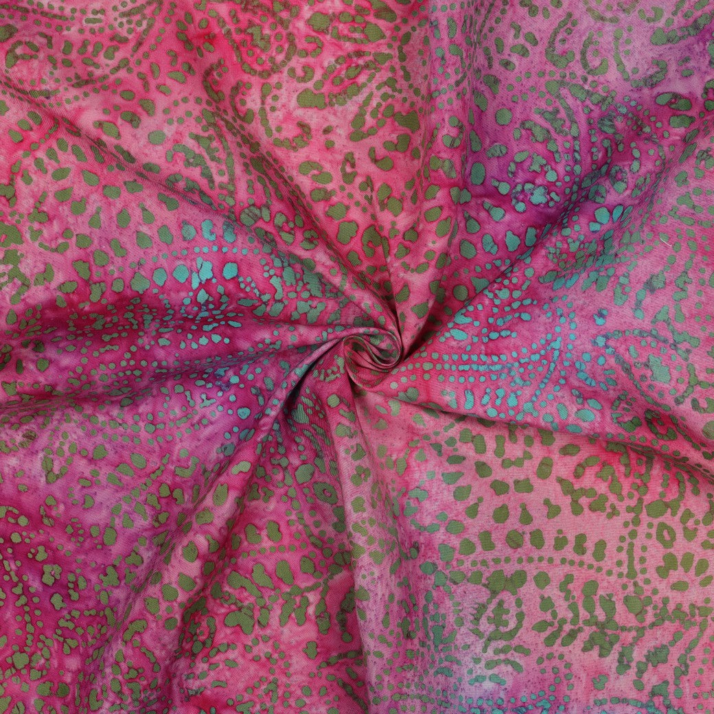 Vevd Viskose - Batikk, Rosa Bær