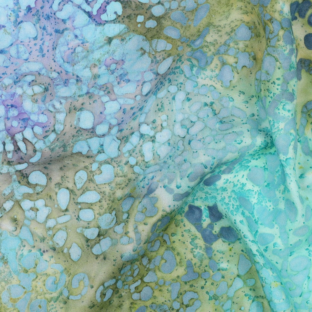 Vevd Viskose - Batikk, Grønn turkis