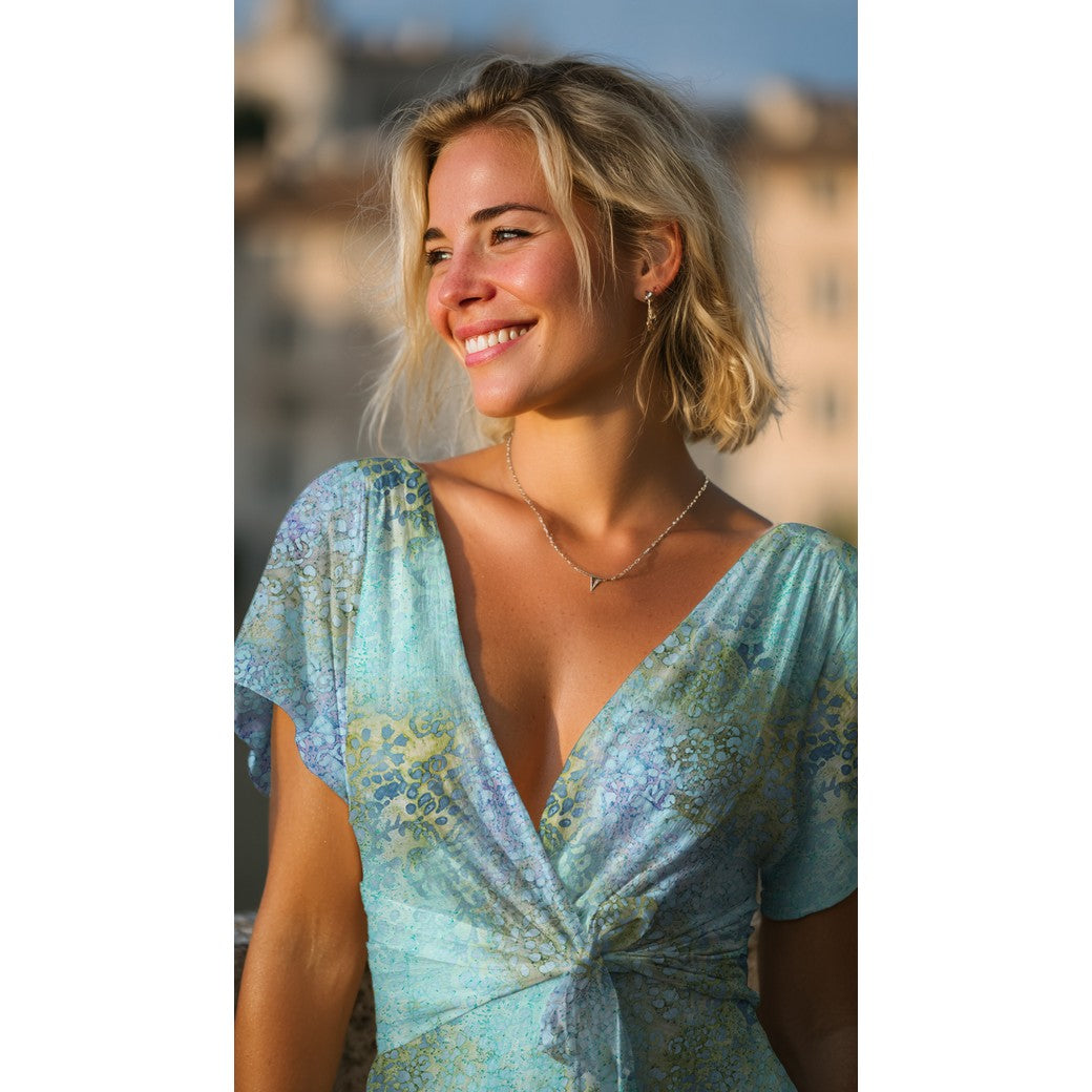 Vevd Viskose - Batikk, Grønn turkis