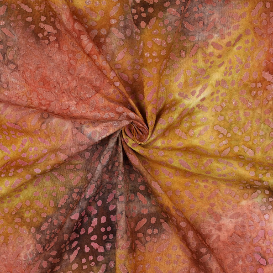 Vevd Viskose - Batikk, gul og oransje