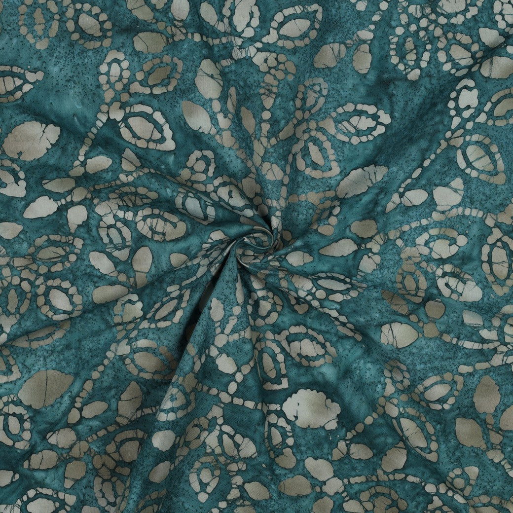 Vevd Viskose - Batikk Mørk petrol