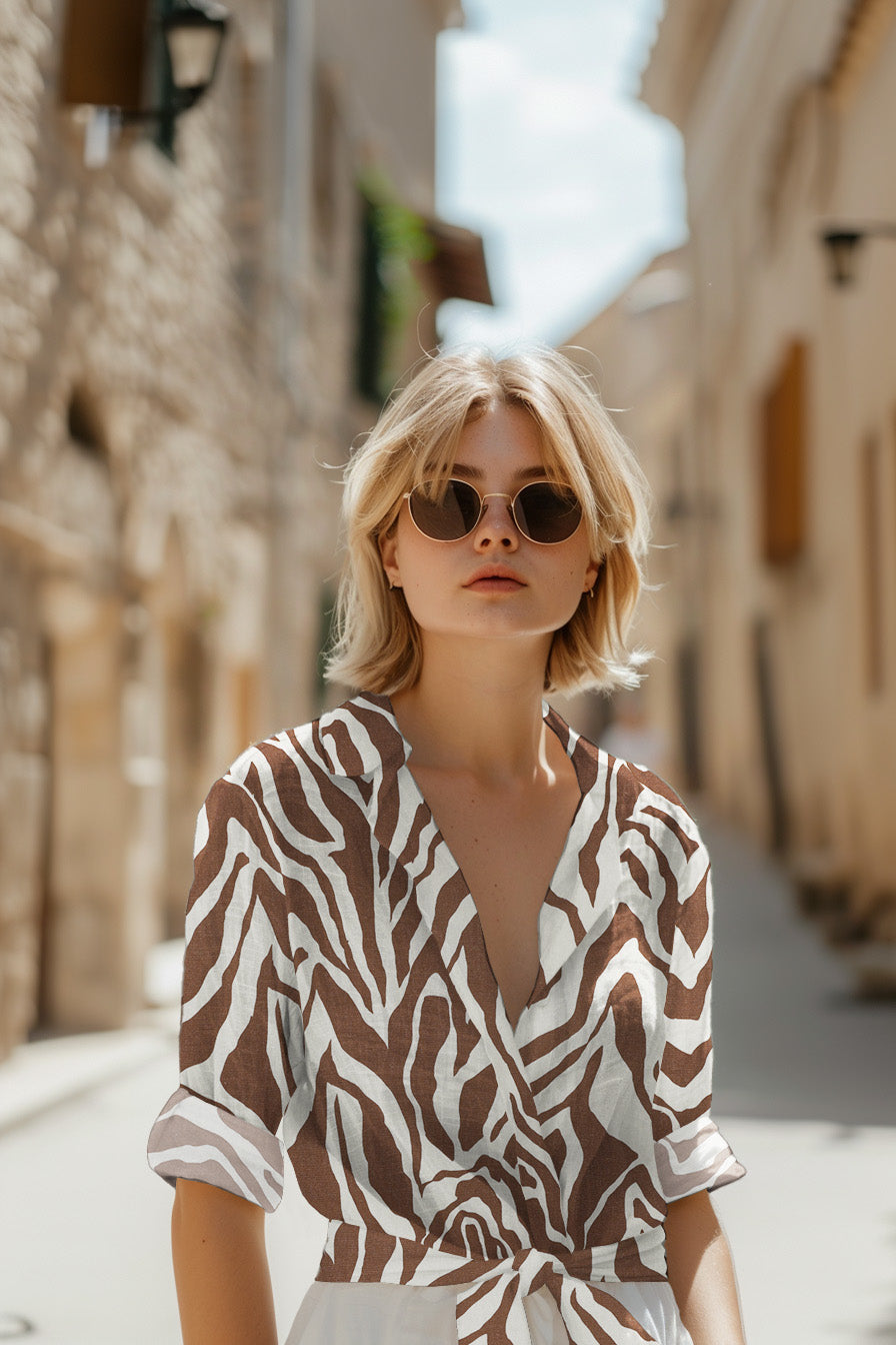 Linen Viskose - Dyrehud, Lys blå