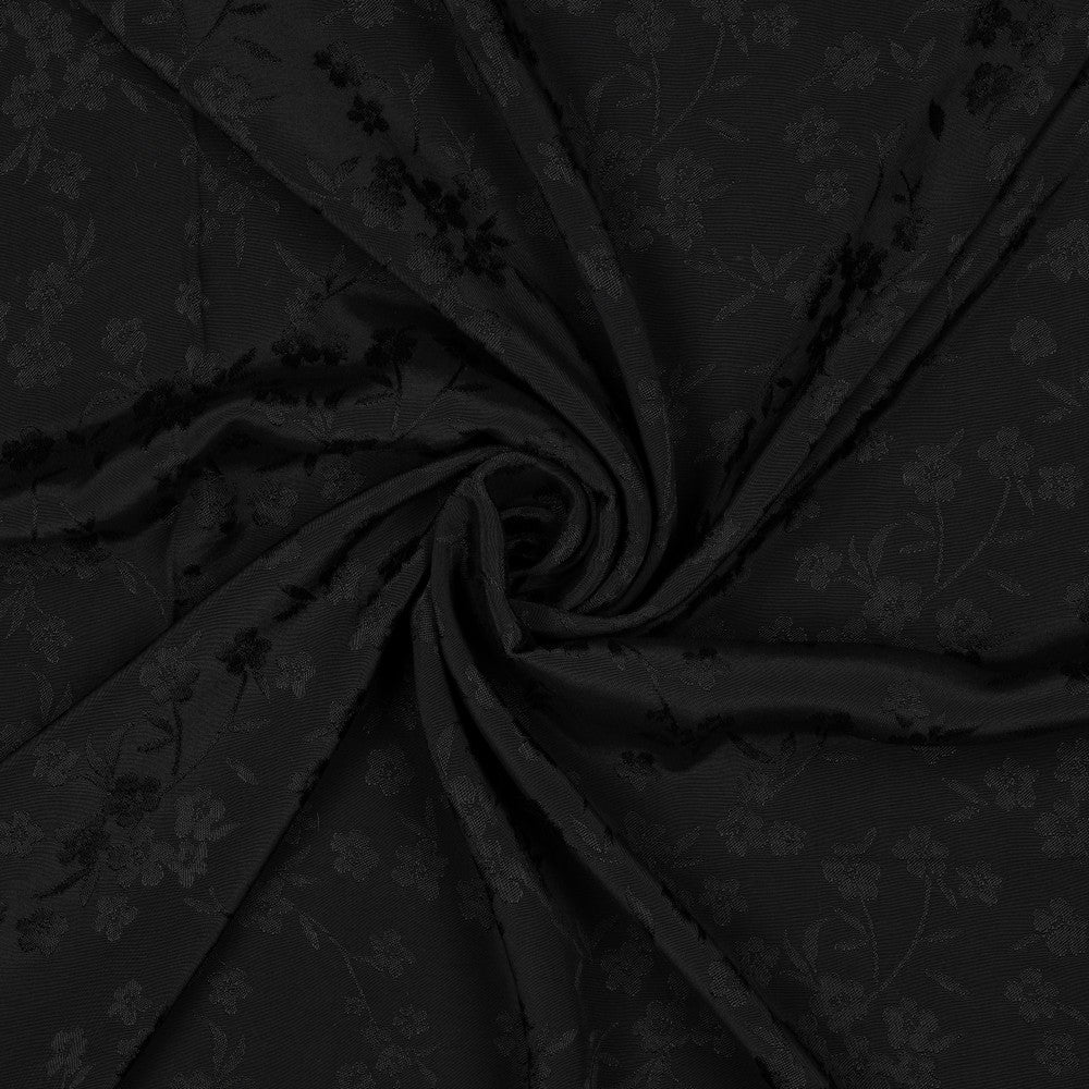 Viskose Jacquard - Blomster svart