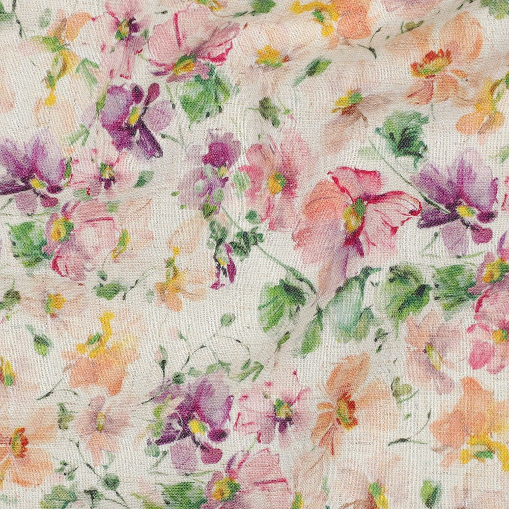 Linen Viskose crepe - Blomster