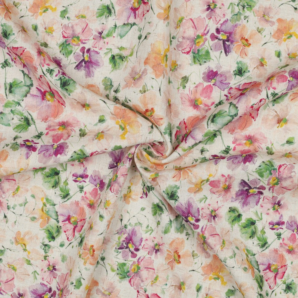 Linen Viskose crepe - Blomster
