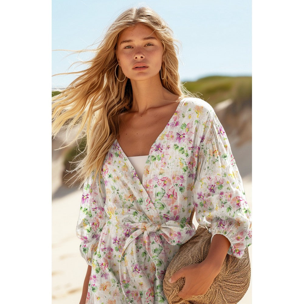 Linen Viskose crepe - Blomster