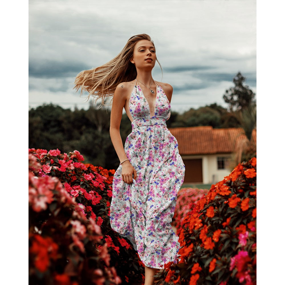Vevd Viskose - Pastel Blomster Lurex, Hvit