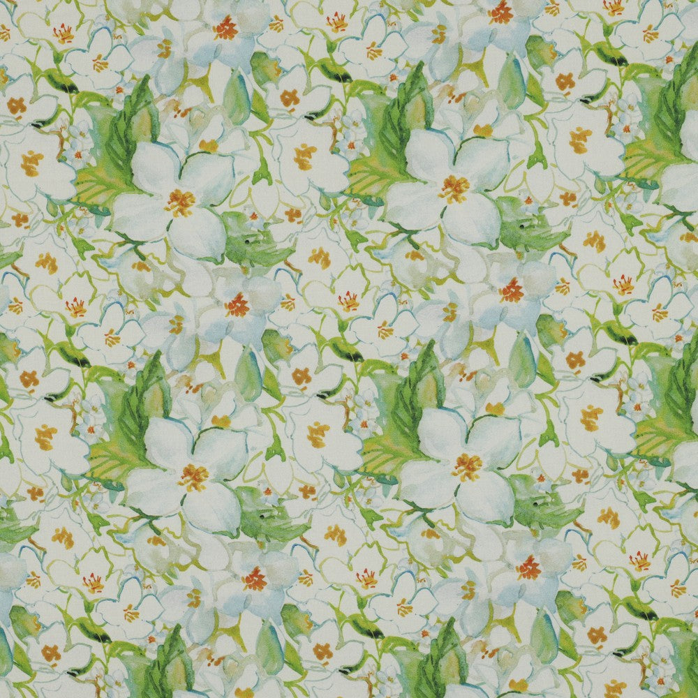 Vevd Viskose - Digital Blomster, Grønn