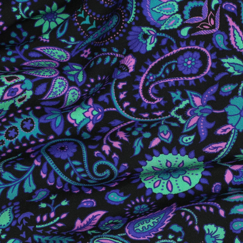 Vevd Viskose - Paisley Digital, Svart