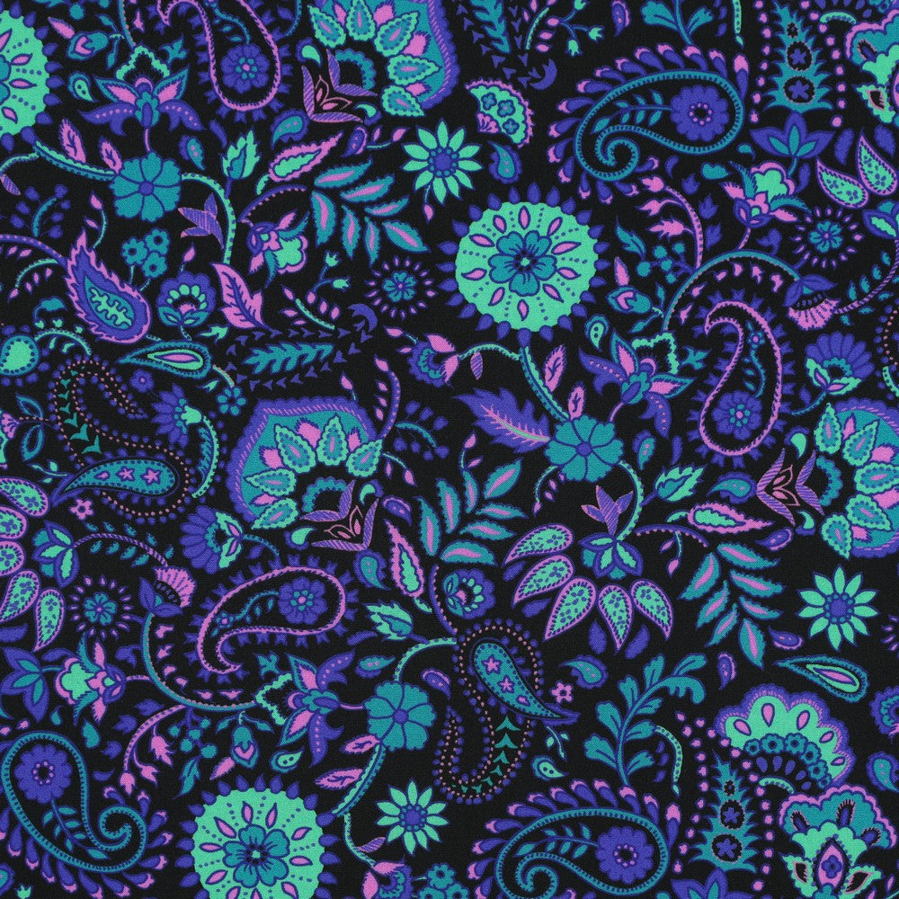 Vevd Viskose - Paisley Digital, Svart