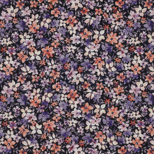 Bomull Poplin - Digital Blomster svart