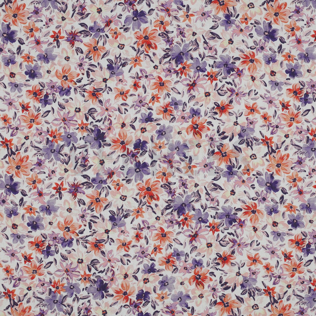Bomull Poplin - Digital Blomster hvit