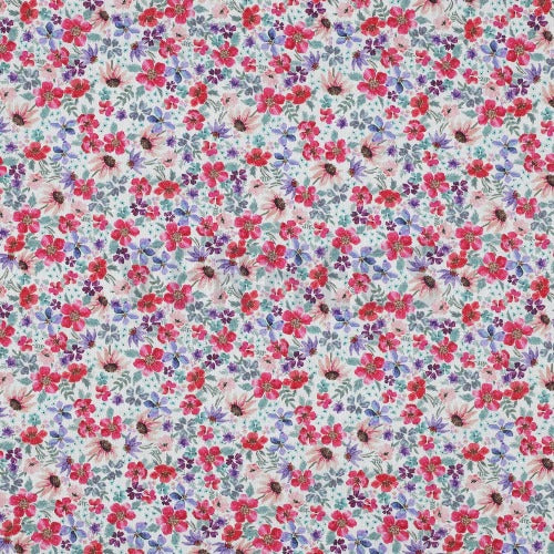 Bomull Poplin - Digital små Blomster hvit