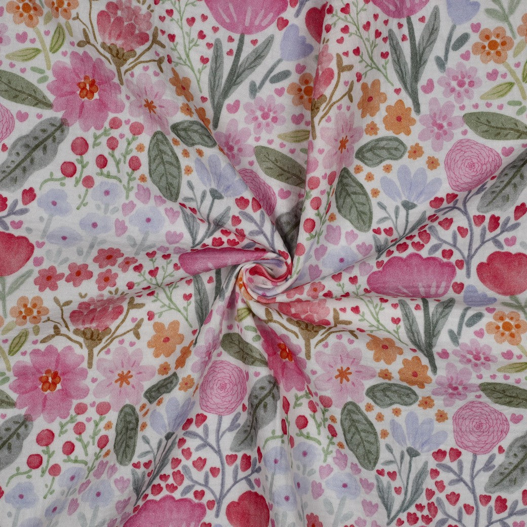 Musselin - Digital Pastel Blomster