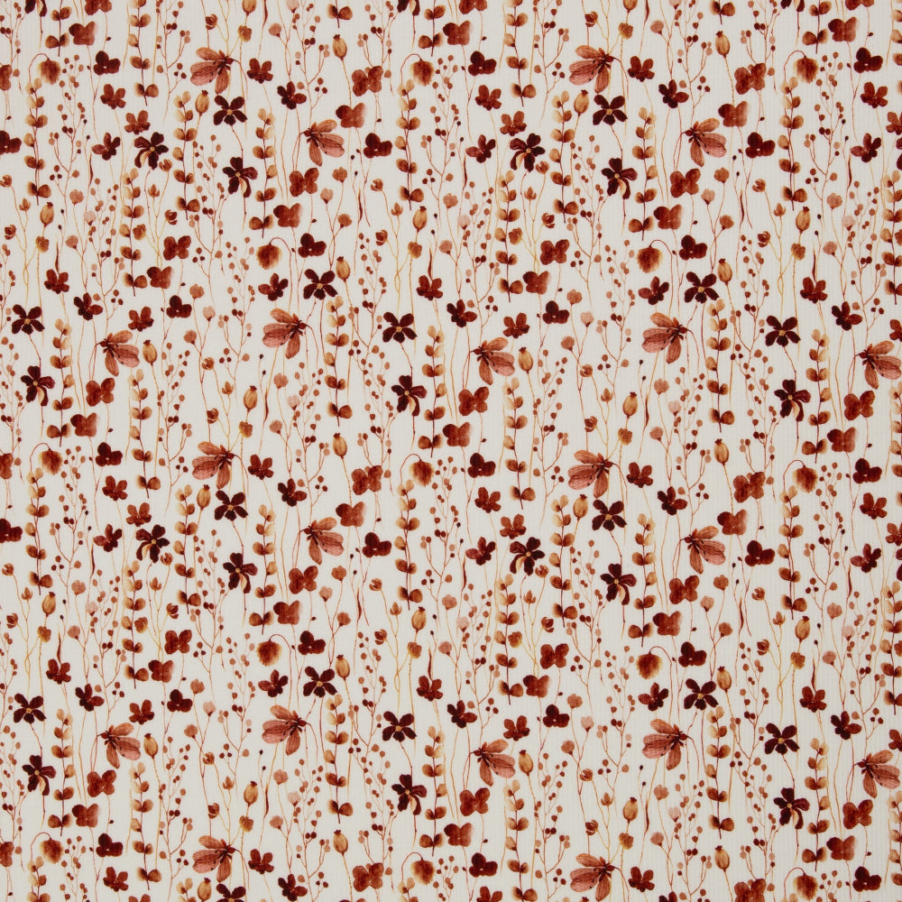 Ribbet Jersey - Søte Blomster, Offwhite Terracota