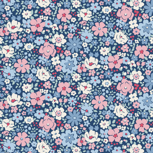 Bomull - Tilda - Esther blomster - Blue