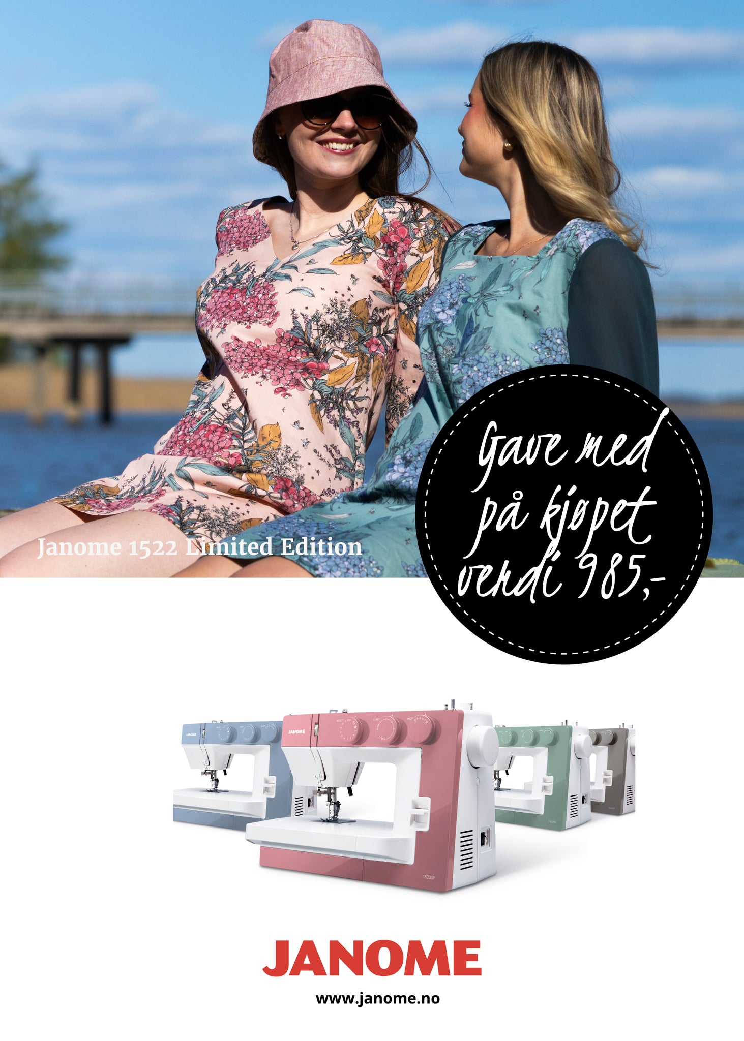 Kampanje! Janome Modell 1522 Lys Rosa (Limited edition) + Bonus pakke