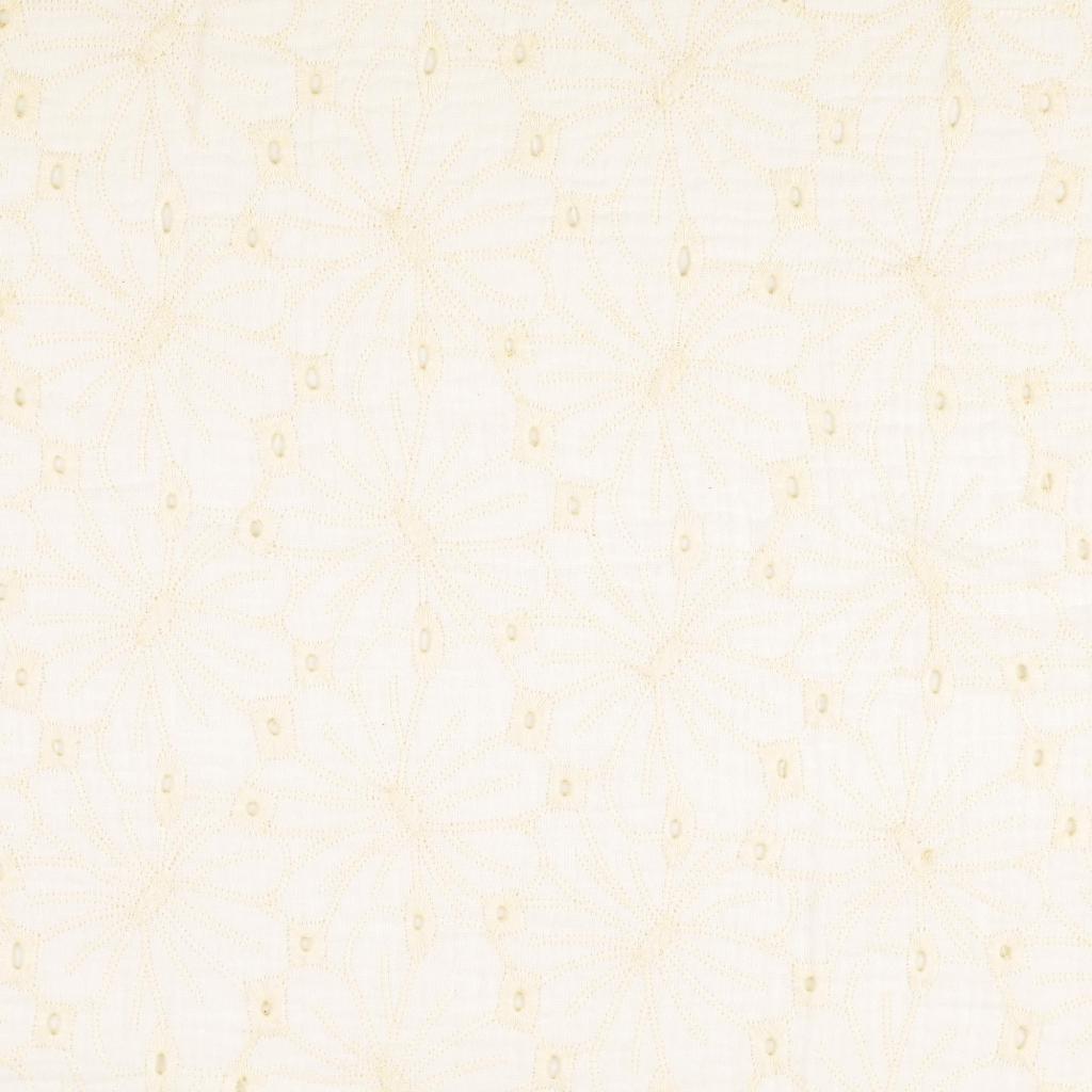 Musselin - Broderi Stor Blomster - Offwhite