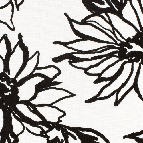 Linen Viskose - Blomster, Hvit