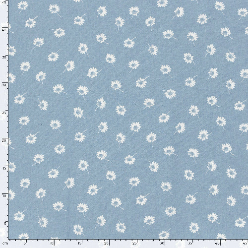 Chambray - Små blomster, Lys Blå