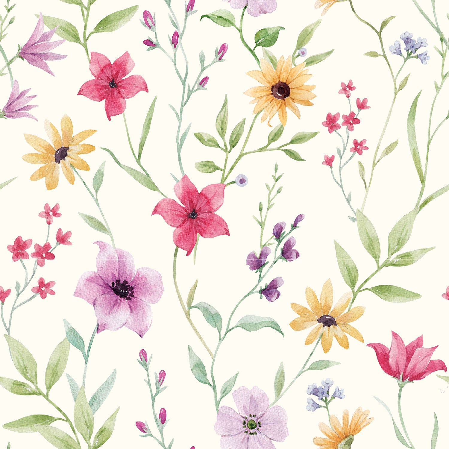 Musselin - Søte Blomster, Multi Farge