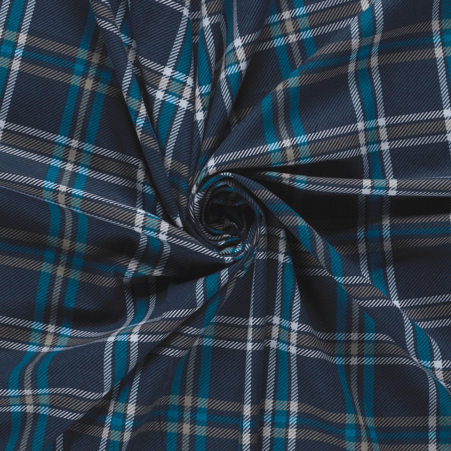 Bomullsflanell - Rutete jeans blå