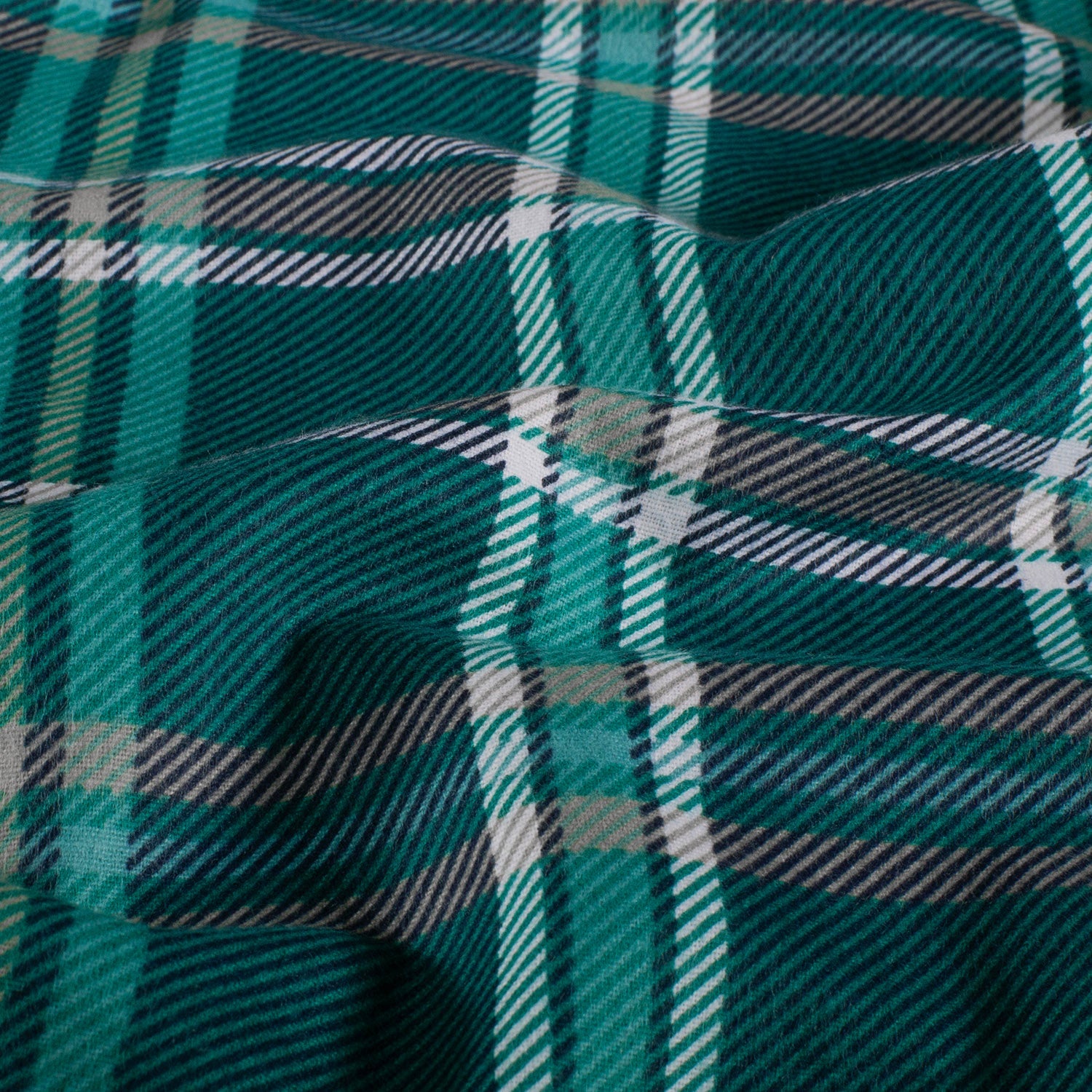 Bomullsflanell - Rutete Grønn