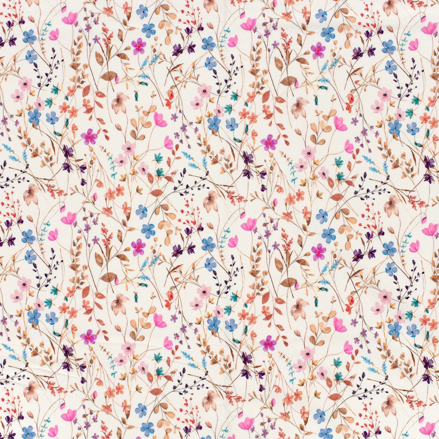French Terry - Pastel blomster offwhite
