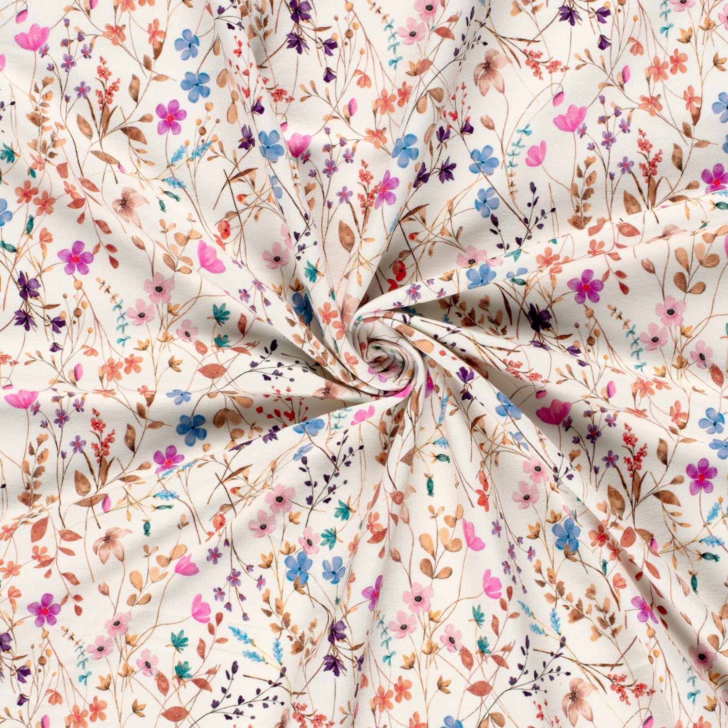 French Terry - Pastel blomster offwhite