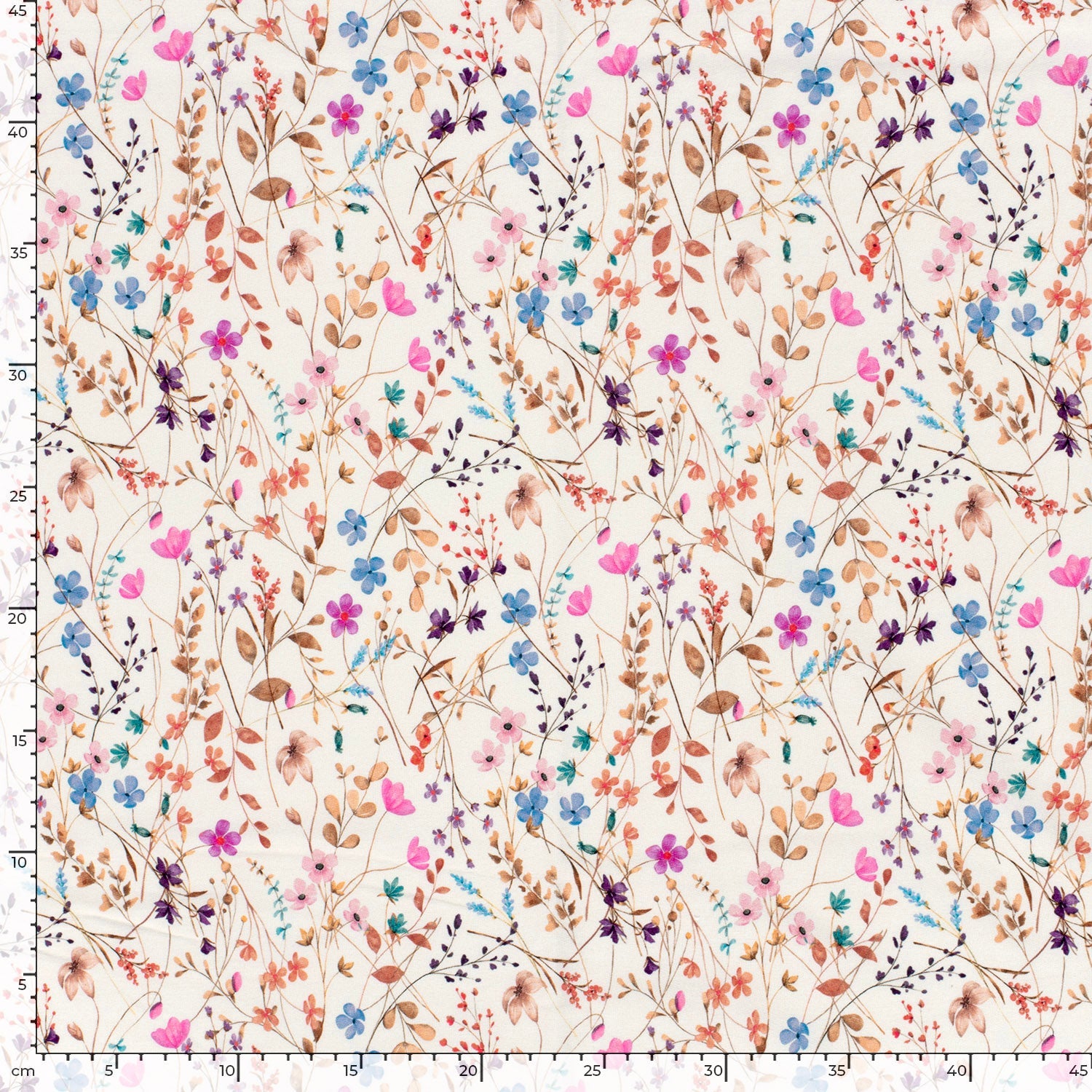 French Terry - Pastel blomster offwhite