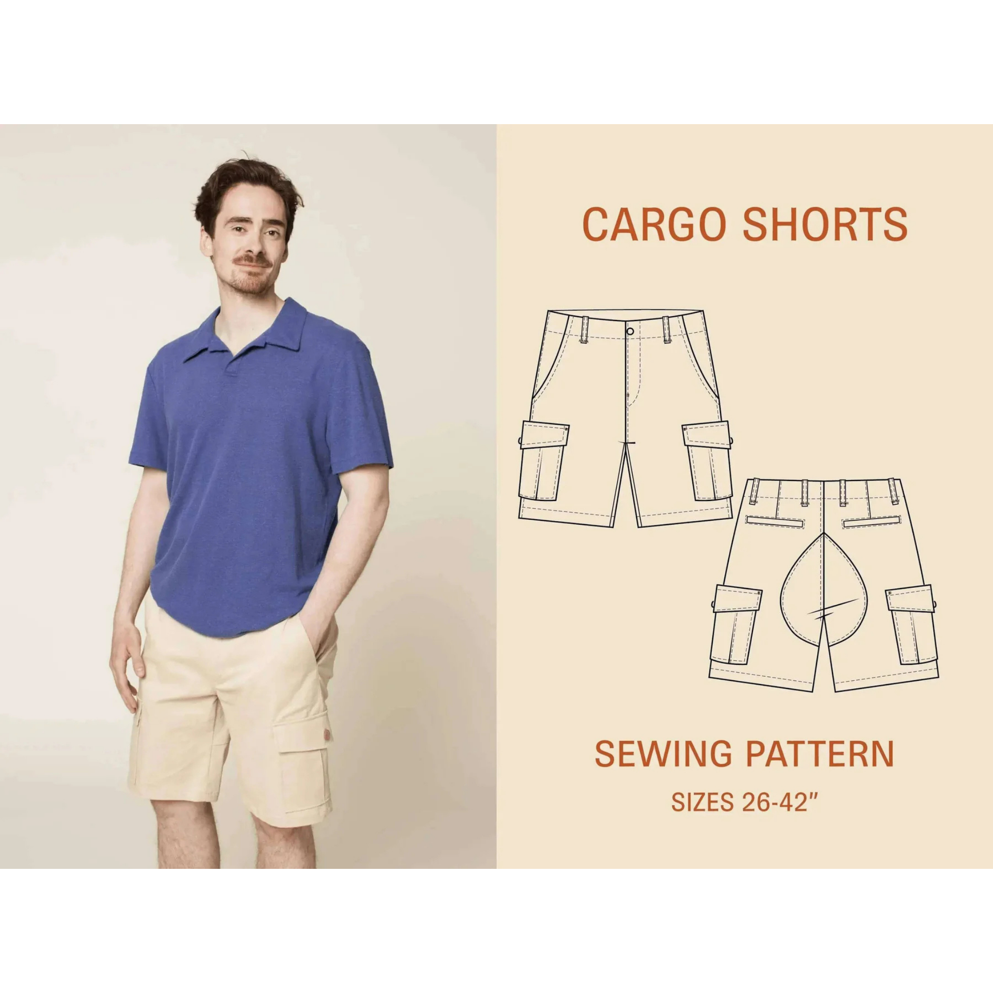 Wardrobe by Me - Cargo shorts, Herre Papir Mønster