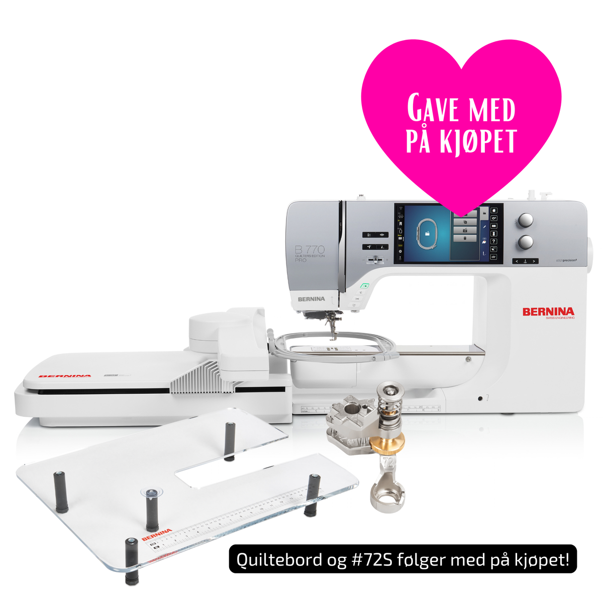 Kampanje! BERNINA 770 QE Pro Inkl. Broderi Modul, inkl. Quiltebord & #72S