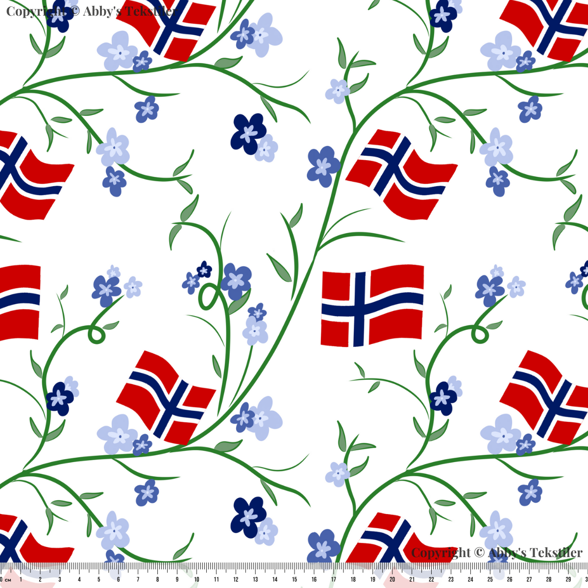 Kanvas - Norske Flagg, Offwhite