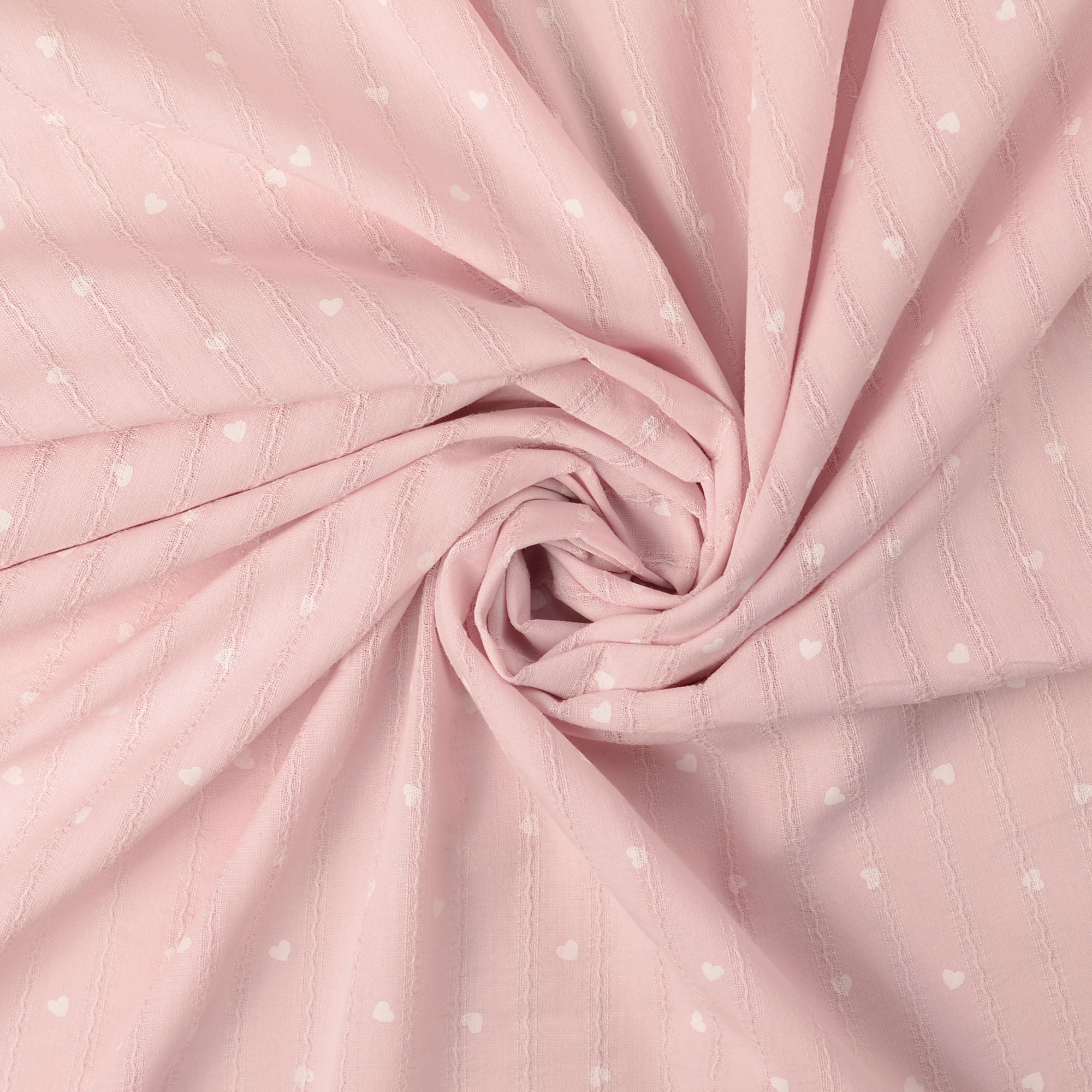 Bomull Voile - små hjerter gammelrosa